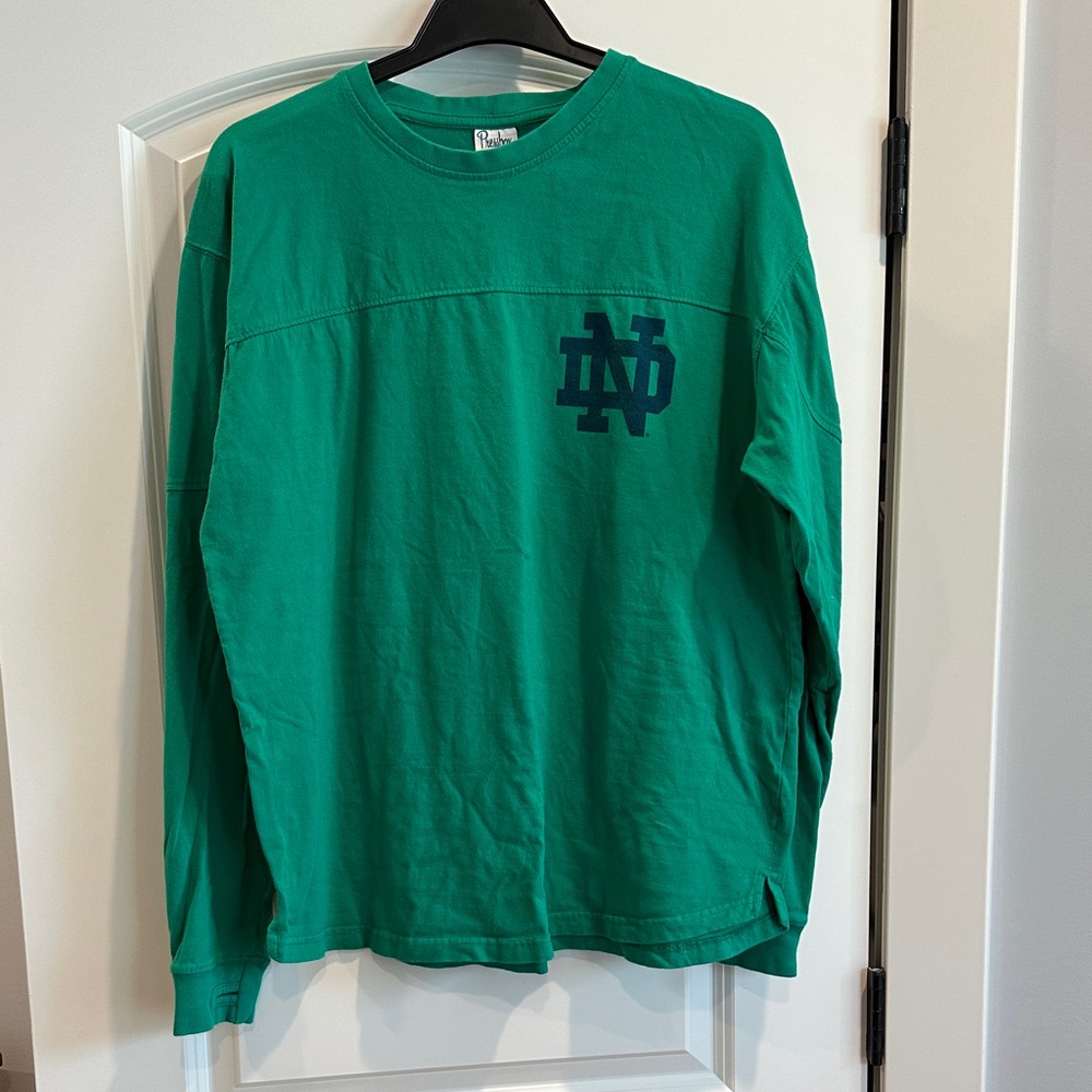 Notre Dame - Green Oversized Long Sleeve Shirt with ND Logo